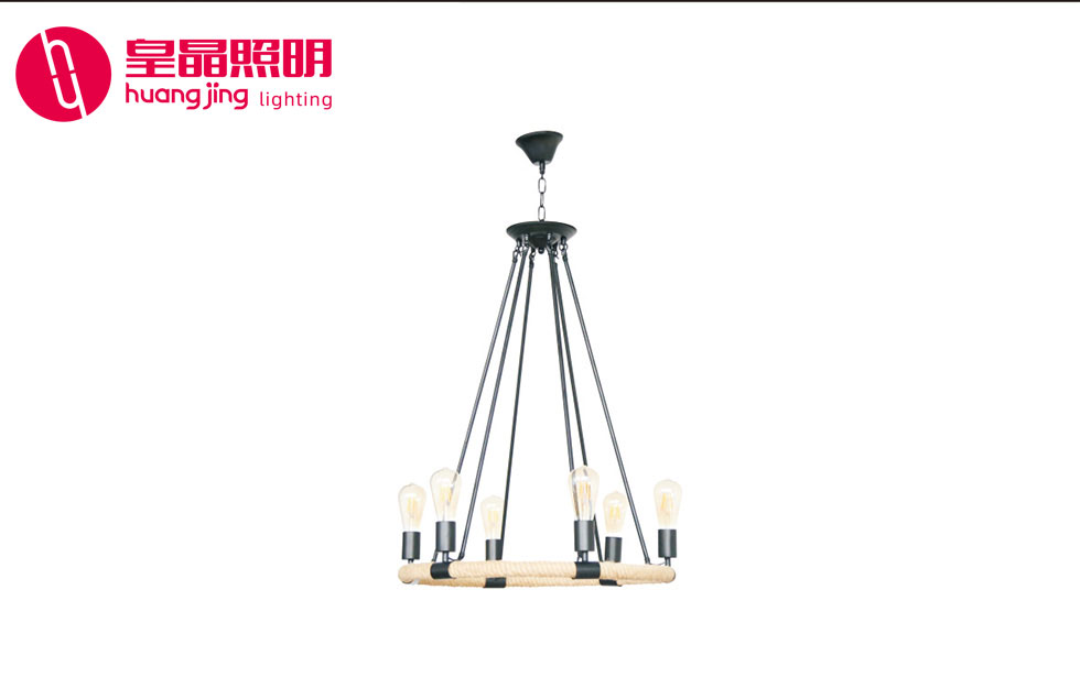 现代艺术灯（麻绳六头灯）